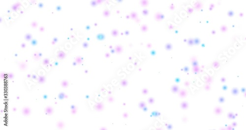 Abstract color polka dot 4k animation. Alternating random blurred pink, blue, purple dots on a white background.