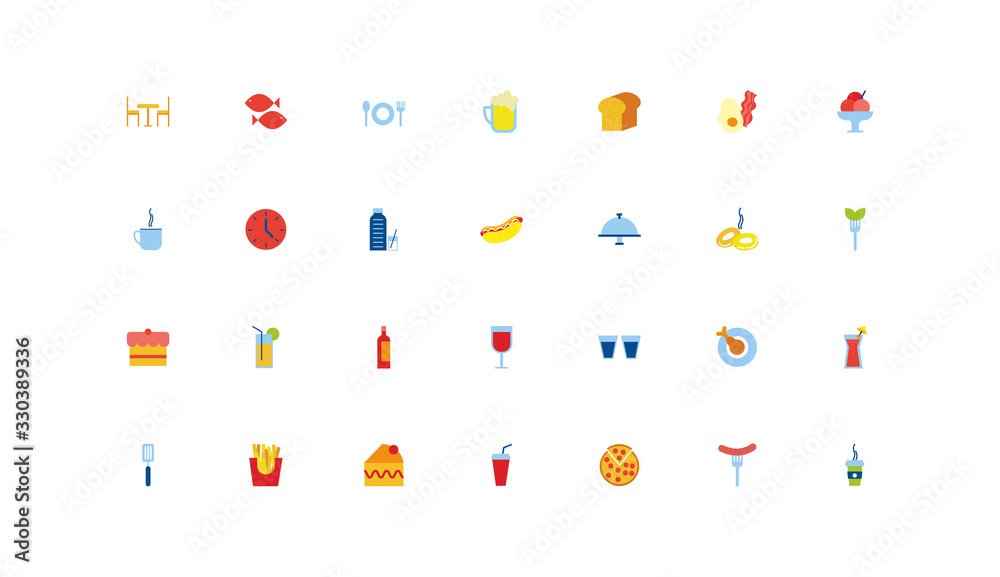 bundle of restaurant set flat icons bundle of restaurant set flat icons