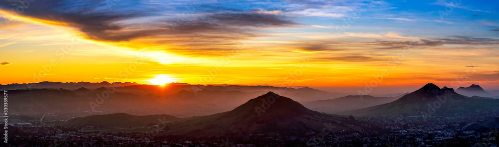 Panoramic sunset in Mountains