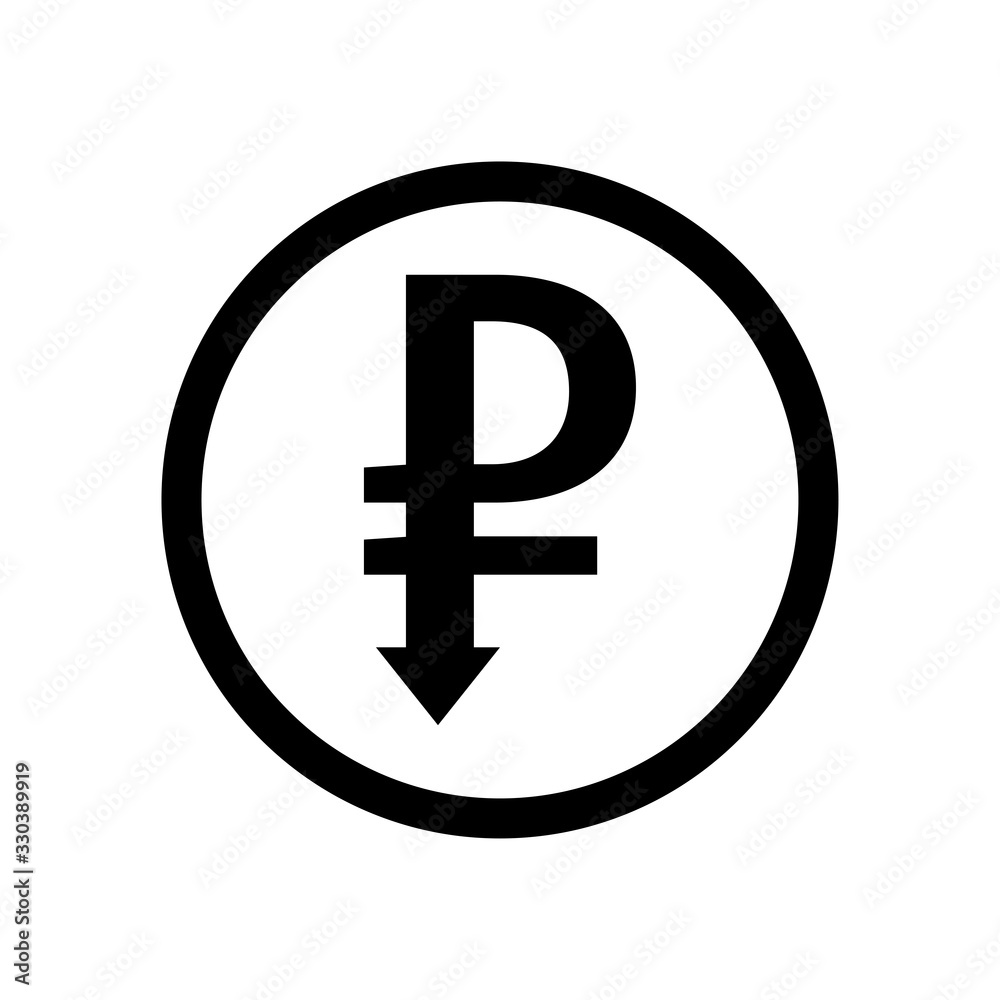 russian ruble inflation icon falling symbol vector russian ruble inflation icon falling symbol vector