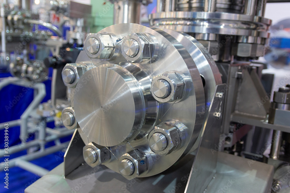 Industrial Factory equipment stainless tubes close up Industrial Factory equipment stainless tubes close up