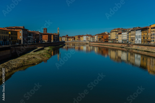 Pisa in Tuscany, view the river Arno in historical center