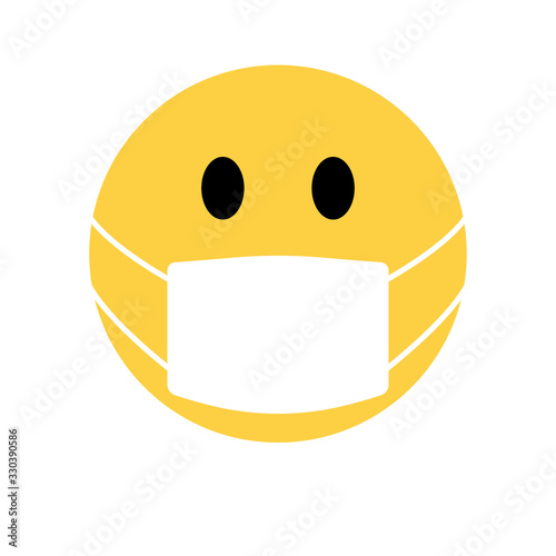 smiley face coronavirus facemask icon vector illustration