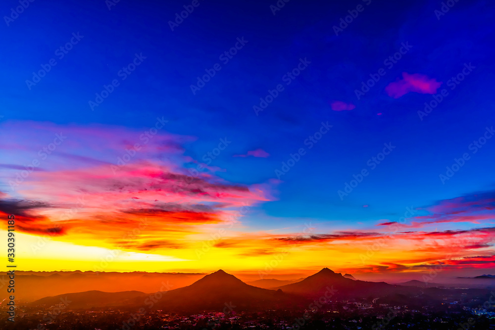 Colorful Sunset from View of Mountains Colorful Sunset from View of Mountains
