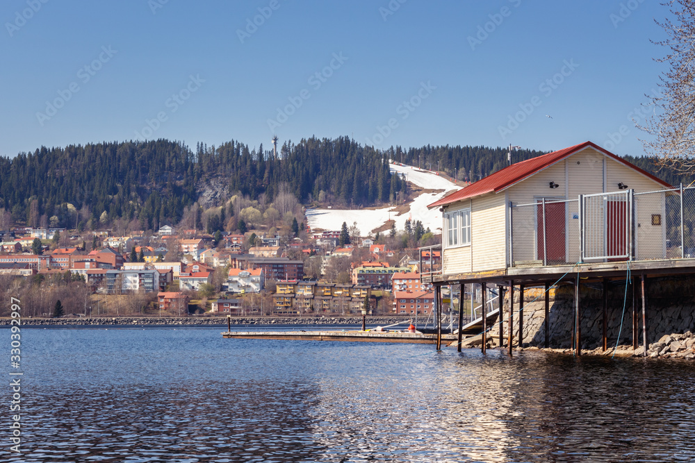 Marina against the backdrop of the island Frösön Marina against the backdrop of the island Frösön