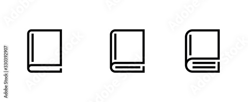 Set of three book icons. Simple symbol for website. Editable line vector.