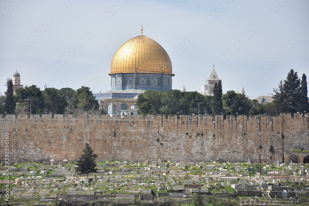 The Dome of the Rock - Islamic shrine located on the Temple Mount in the Old City of Jerusalem.
