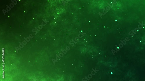 Toxic green background with chaotic flying particles