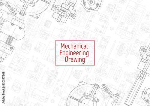 Engineering backgrounds. Mechanical engineering drawings. Cover. Banner. Technical Design. Draft.