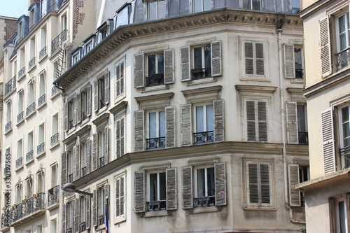 Facades of buildings in Paris, France 