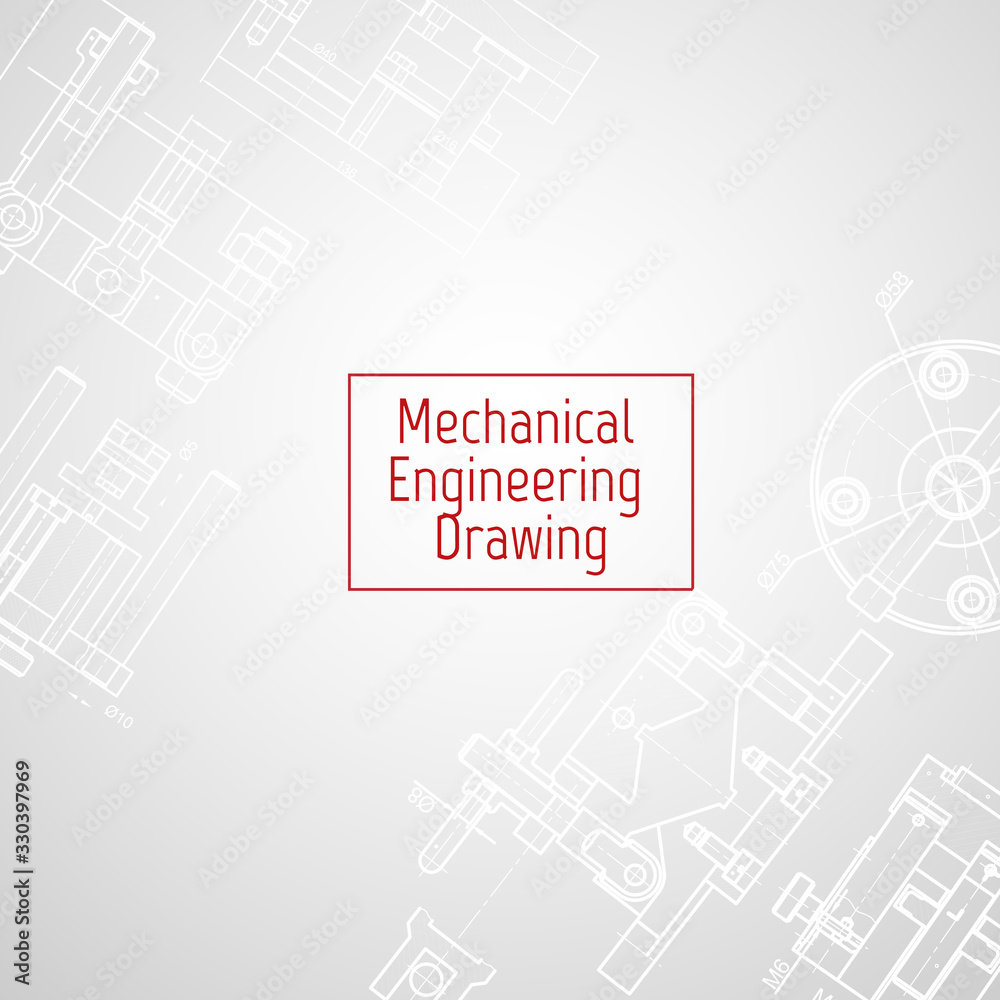 Obraz premium Technical drawing background . Mechanical Engineering drawing. Engine line drawing background