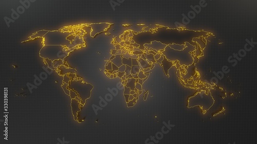 Fototapeta Naklejka Na Ścianę i Meble -  world map with elevated countries. 3d illustration