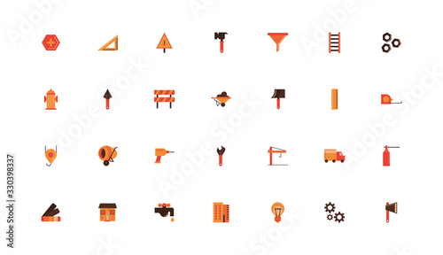 bundle of construction set flat icons