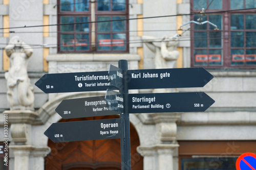 Karl Johans gate street sign in Oslo photo