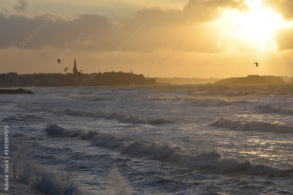 coucher de soleil, saint-malo