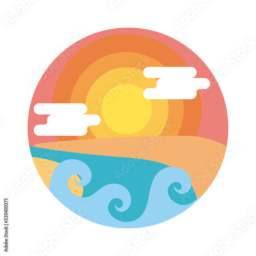 sea scape scene flat style icon