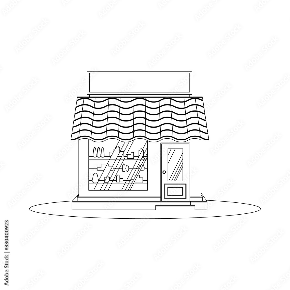 Building facade. A bakery, cafe, pastry shop and a small dessert shop