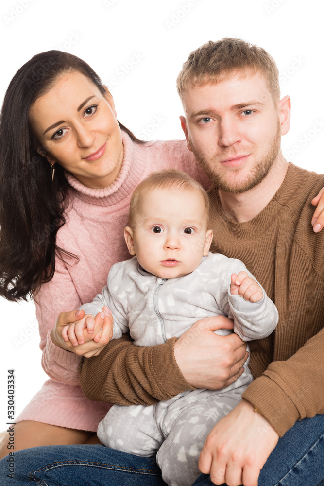 Happy family father mother and little boy Happy family father mother and little boy