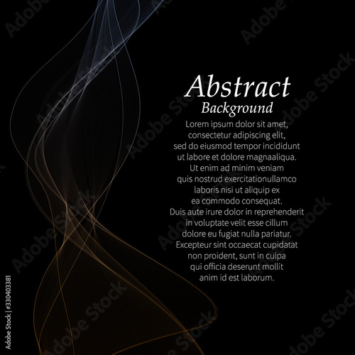 smoky wave on a black background. presentation template. layout for cover, brochure, flyer, banner, card, certificate. eps 10