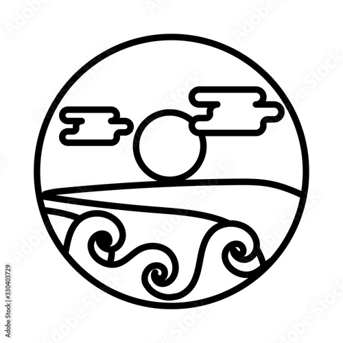 sea scape scene line style icon