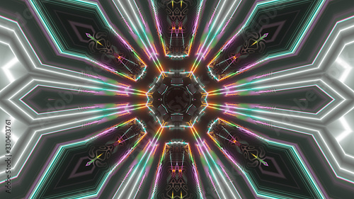 abstract futuristic kaleidoscope effect 3d rendering illustration background