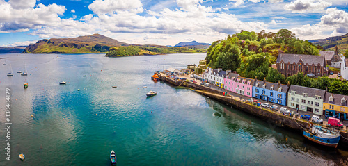 Aerial view of Portree, Isle of Skye, Scotland photo