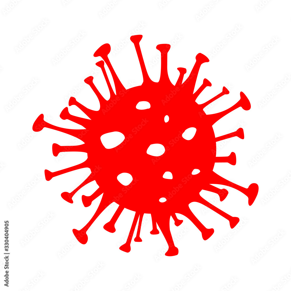 Coronavirus red vector Icon. 2019-nCoV bacteria isolated on white background. COVID-19 Wuhan corona virus disease sign. SARS pandemic concept symbol. China. Human health and medical. Coronavirus red vector Icon. 2019-nCoV bacteria isolated on white background. COVID-19 Wuhan corona virus disease sign. SARS pandemic concept symbol. China. Human health and medical.