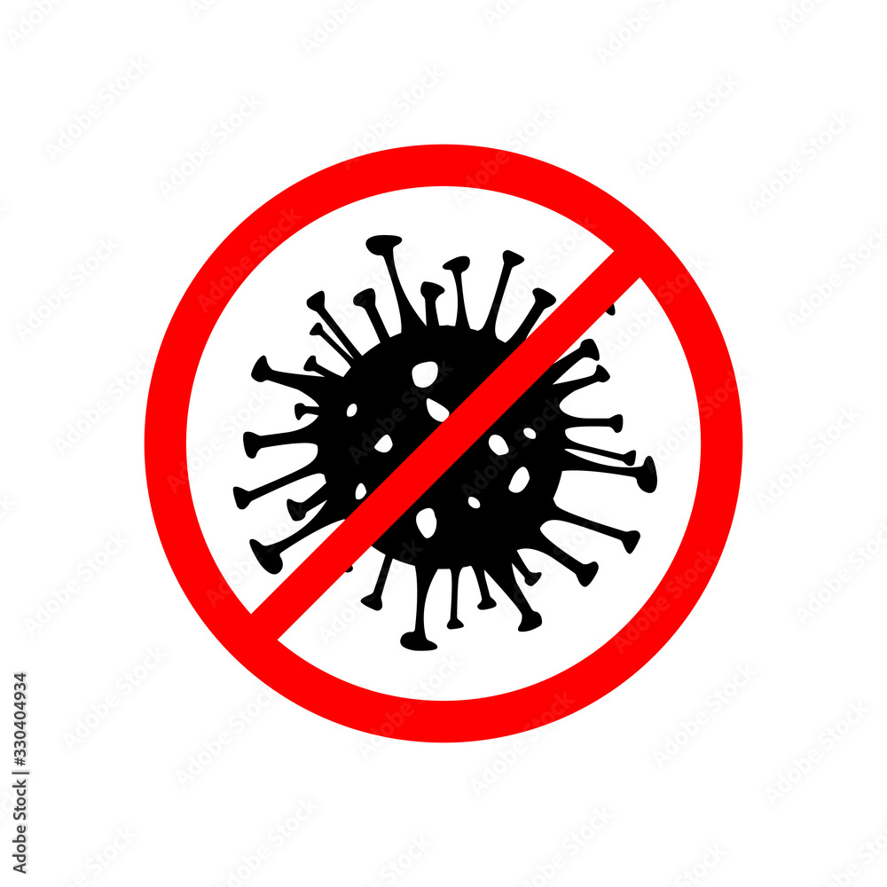 Dangerous Coronavirus red and black vector Icon. 2019-nCoV bacteria isolated on white background. COVID-19 Wuhan corona virus disease sign STOP pandemic concept symbol. China. Human health and medical Dangerous Coronavirus red and black vector Icon. 2019-nCoV bacteria isolated on white background. COVID-19 Wuhan corona virus disease sign STOP pandemic concept symbol. China. Human health and medical