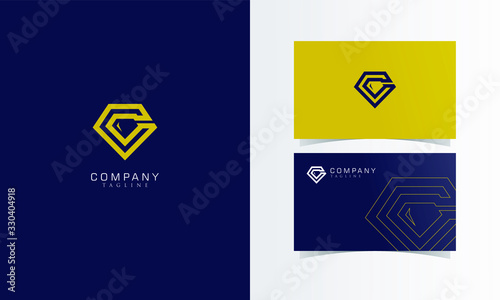 C Diamond logotype vector with business card template design for branding identity