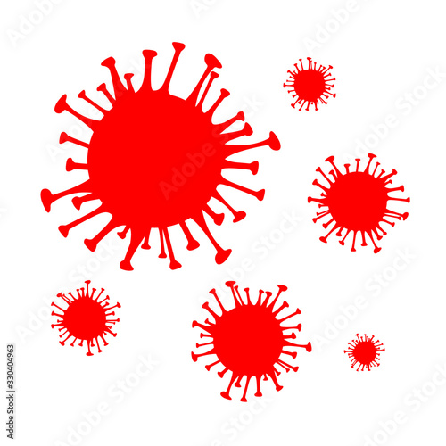Coronavirus red vector Icon. 2019-nCoV bacteria isolated on white background. COVID-19 Wuhan corona virus disease sign. SARS pandemic concept symbol. China. Human health and medical.