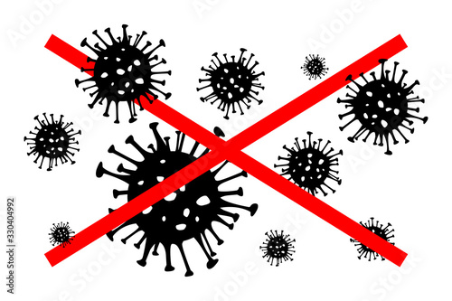 Dangerous Coronavirus red and black vector Icon. 2019-nCoV bacteria isolated on white background. COVID-19 Wuhan corona virus disease sign STOP pandemic concept symbol. China. Human health and medical
