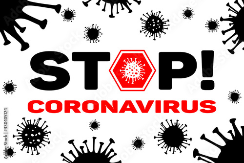 Dangerous STOP Coronavirus vector wallpaper. 2019-nCoV bacteria on white background. COVID-19 Wuhan corona virus disease sign pandemic concept symbol. China. Human health and medical