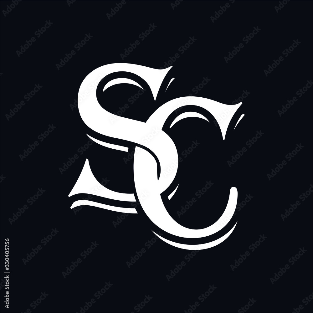 SC logo letter design on luxury background. CS logo monogram initials  letter concept. SC icon logo design. CS elegant and Professional letter  icon design on black background. S C CS SC Stock