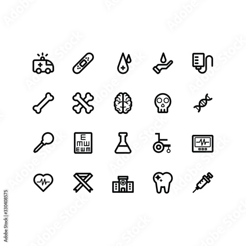 Set of medic icons in line style for web and mobile