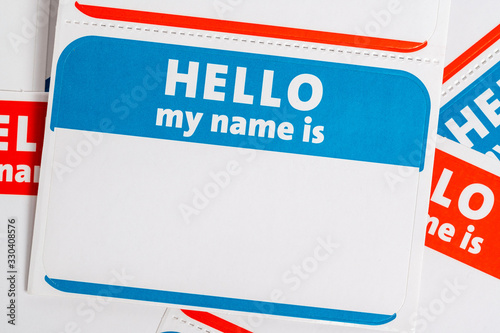 Hello my name is name badge paper aticker photo