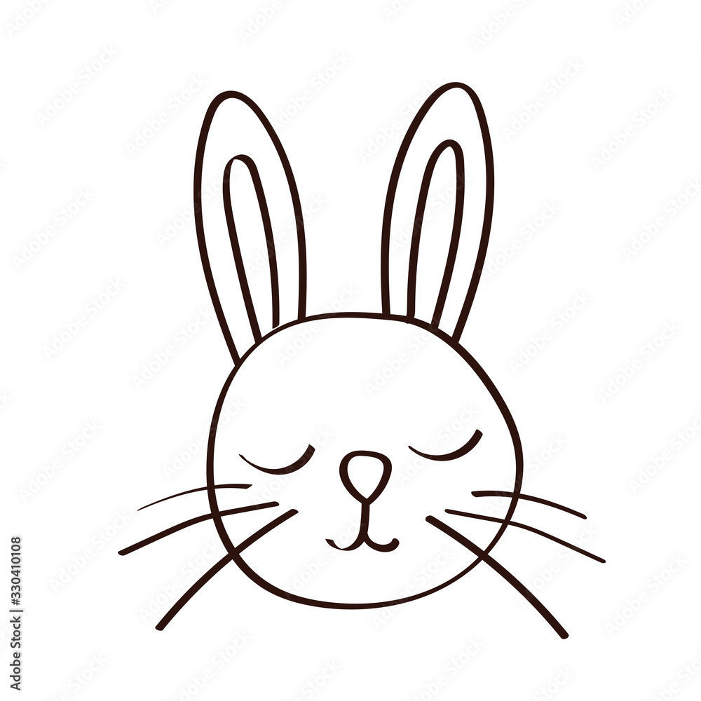 Fototapeta premium cute little rabbit easter line icon
