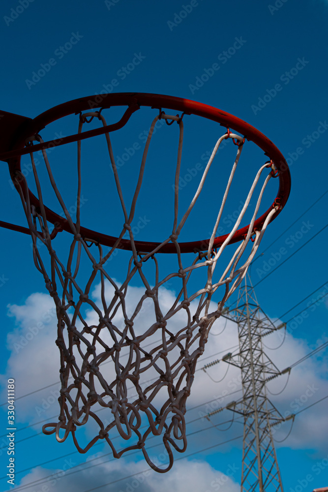 Basketball hoop on the sky
