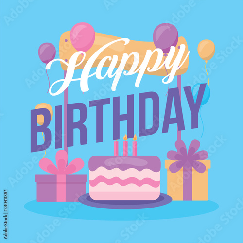 happy birthday celebration card with sweet cake