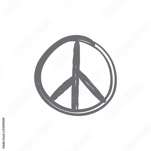 Peace icon doodle. Hand drawn sign of peace.