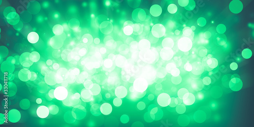 Green bokeh blur background / Circle light on green background.