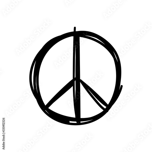 Peace icon doodle. Hand drawn sign of peace.