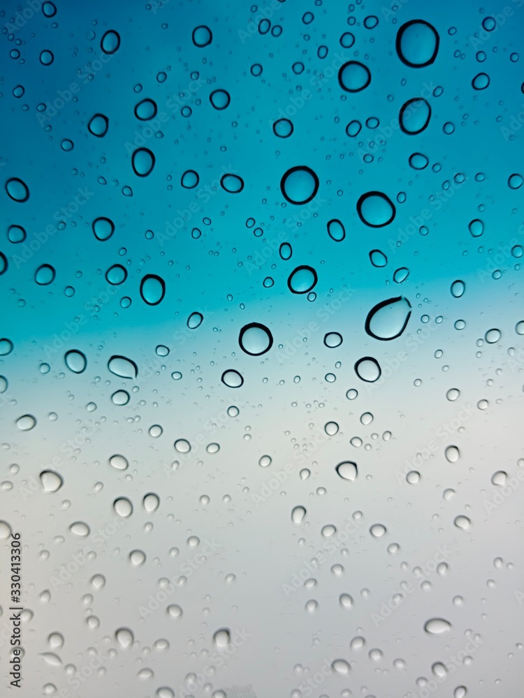 water drops on blue and gray background