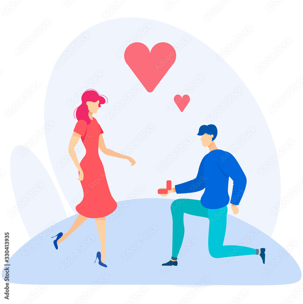 Advertising Banner an Offer Marriage Cartoon Flat. Poster Guy Knelt and Gives Ring to Girl. Girl with Love Looks at Man with Ring. Flyer Romantic Event for Couple. Vector Illustration. Advertising Banner an Offer Marriage Cartoon Flat. Poster Guy Knelt and Gives Ring to Girl. Girl with Love Looks at Man with Ring. Flyer Romantic Event for Couple. Vector Illustration.