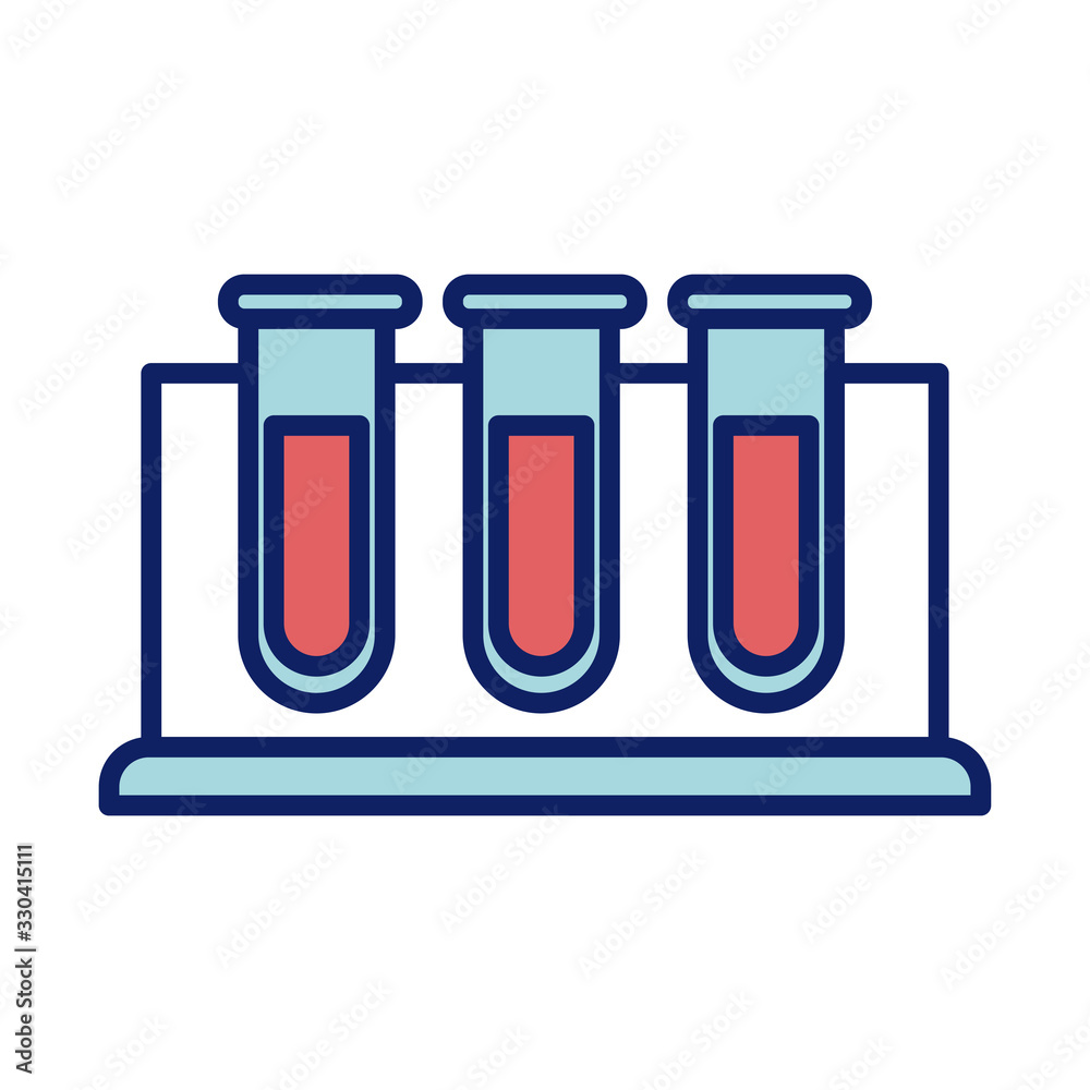 chemical laboratory test tubes, line and fill style icon chemical laboratory test tubes, line and fill style icon