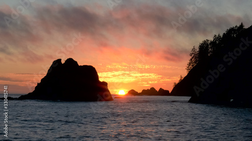 sea stacks at rialto beach during sunset in olympic np