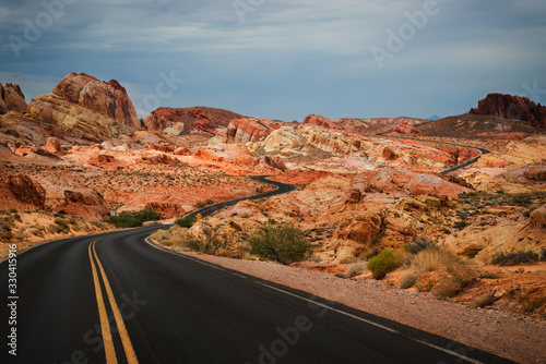 road going through the Valley of fire state park, Nevada