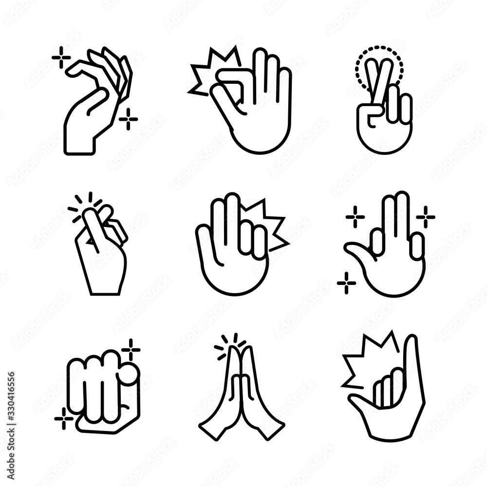 Fototapeta premium bundle of hands signals line style icon