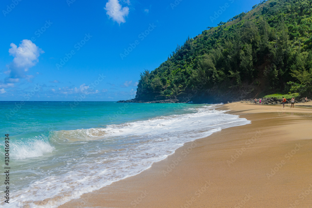 Beautiful Anahola beach at Kauai in Hawaii USA