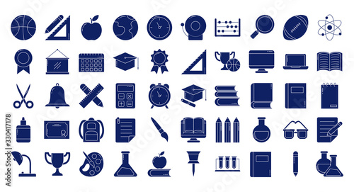set of icons teachers day, silhouette style icon