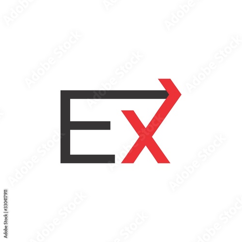 EX letter with arrow logo design vector